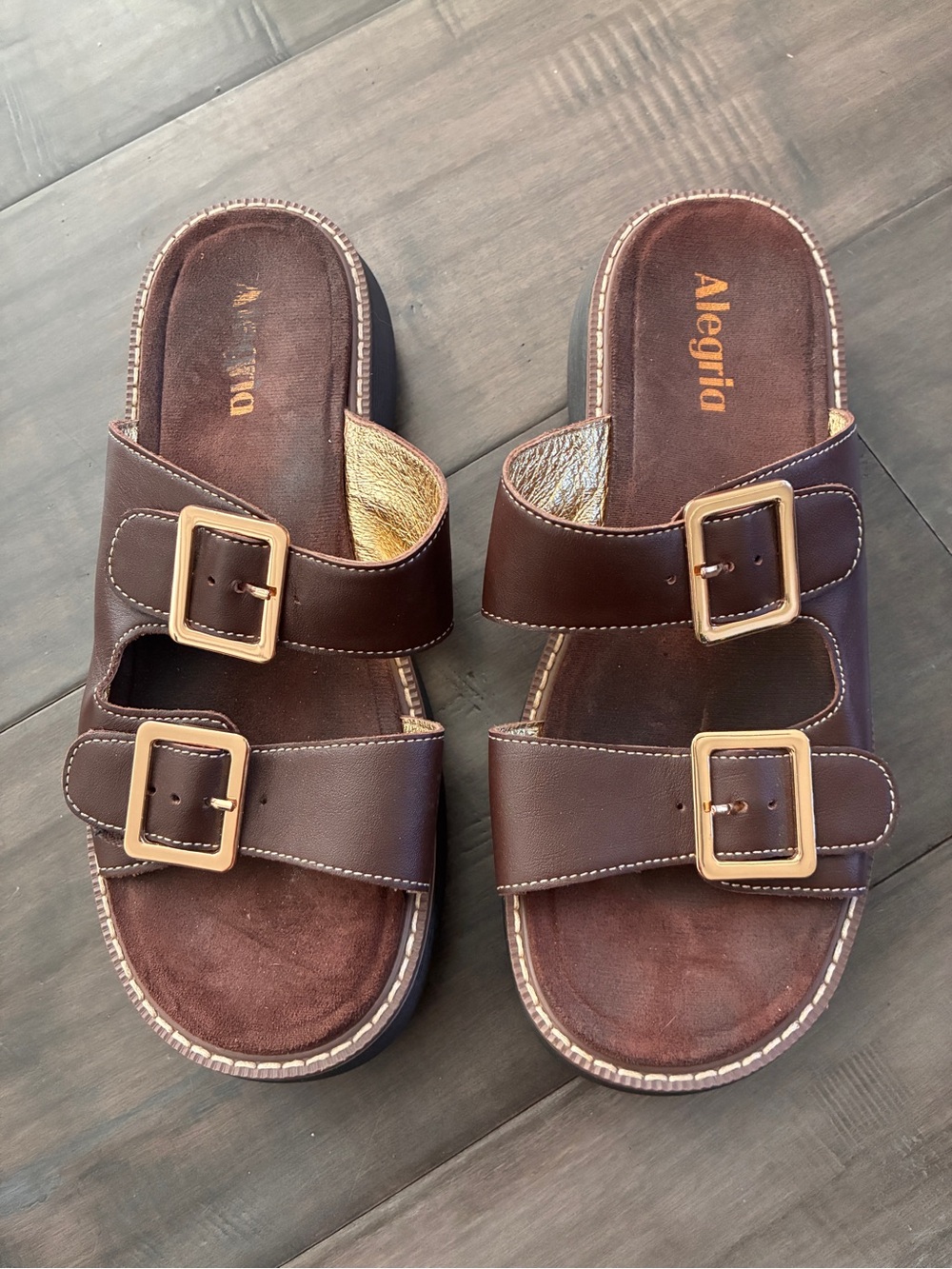Alegria Iza Platform Slide Sandals in Chocolate Brown - EU Size 39 (US 9) - Picture 1 of 10